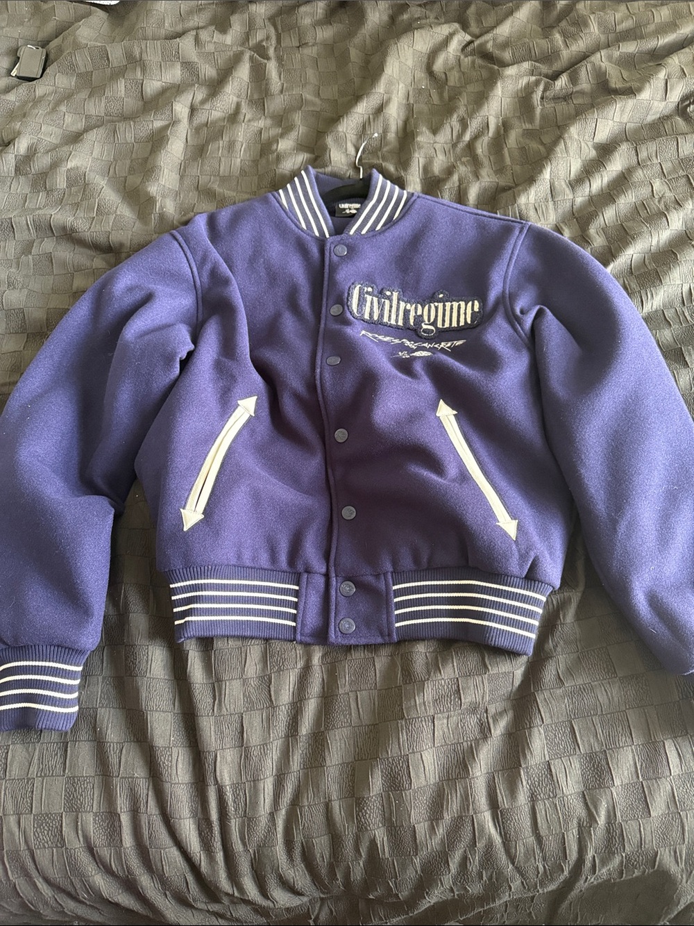 “Civil Regime Roses From Concrete varsity” Navy Blue NWT Size Small